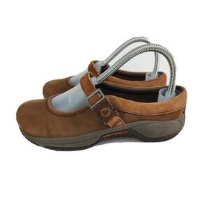 Encore MJ Leather Merrell Ortholite Dark Earth Womans Slip On Sandals Size 7